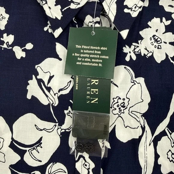 Lauren Ralph Lauren Slim Fit Floral Stretch Cotton Button Down Shirt Women's 4 - Picture 9 of 13